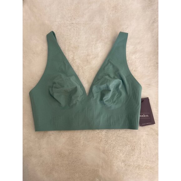 Auden Luxury Collection Small Green Unlined V-Neck Bralette NEW - Picture 2 of 5